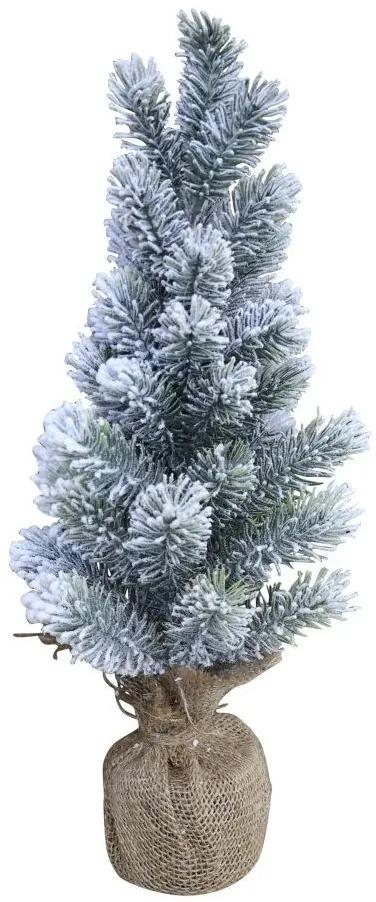 Zasnežený vianočný stromček v jute - 20cm