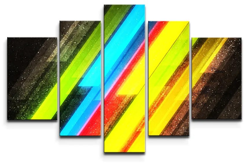 Sablio Obraz - 5-dílný Pruhovaná abstrakcia - 125x90 cm