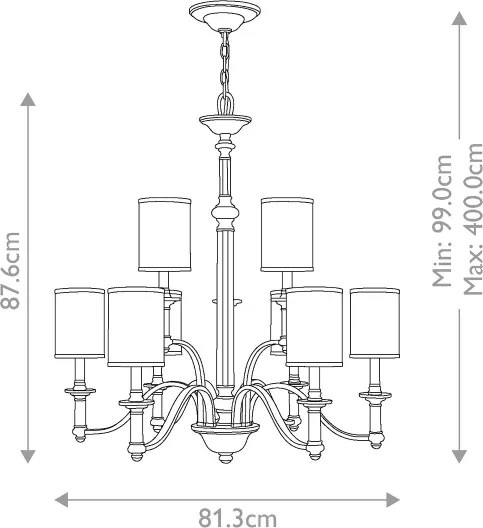 Hinkley HK-SUSSEX9 - Luster na reťazi SUSSEX 9xE14/40W/230V matný chróm