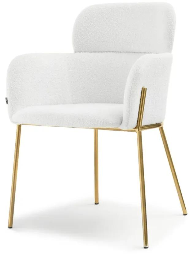 Dizajnová jedálenská stolička RIA biela zlaté nohy