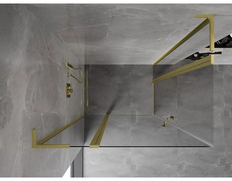 Mexen Mist L Duo, 2-krídlový sprchový kút 105 x 95 cm, číre sklo, zlatá matná, 8A4L-105-095-55-00