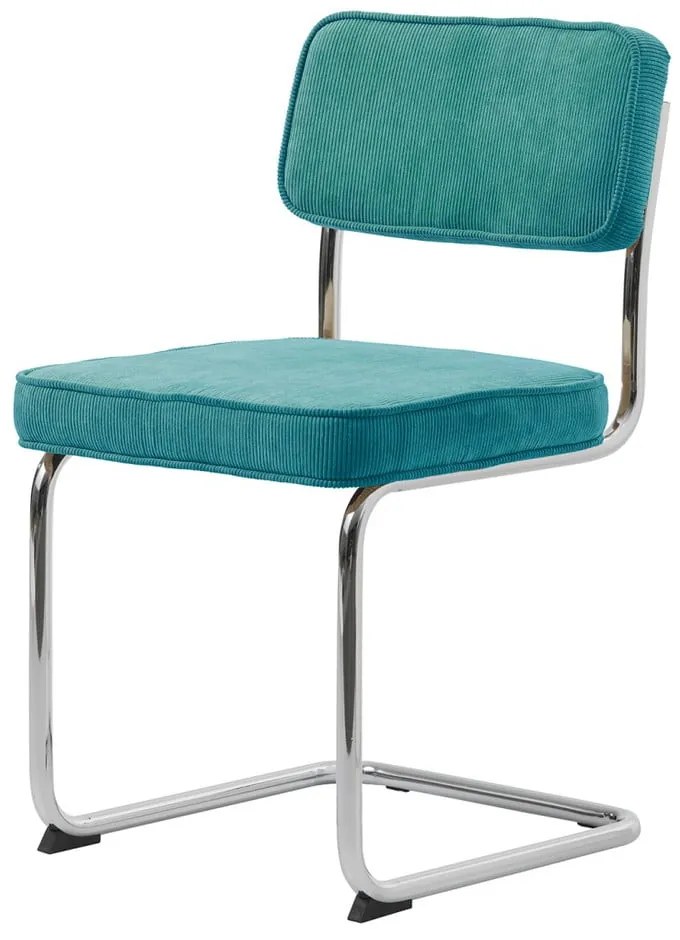 Tyrkysová menčestrová jedálenská stolička Rupert – Unique Furniture