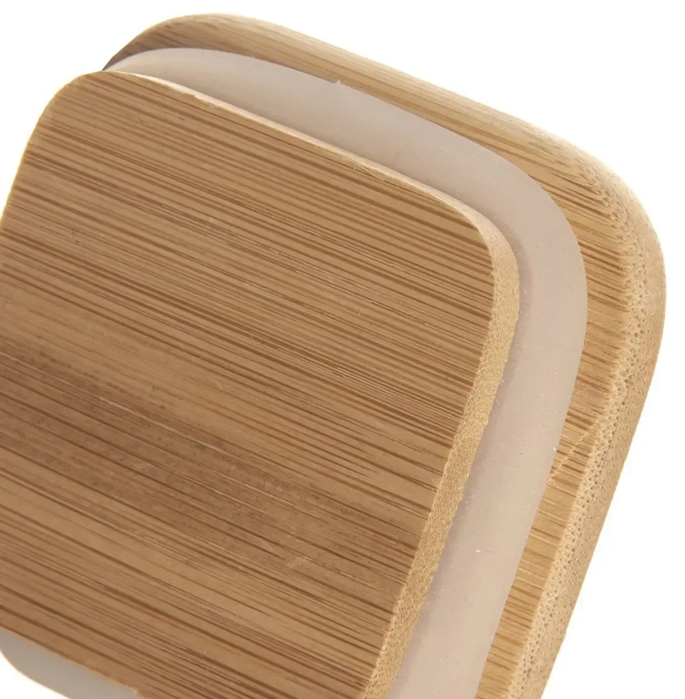 Orion Sada 6ks koreničiek, sklenené hranaté s bambusovým viečkom, CUBE 6 x 200l