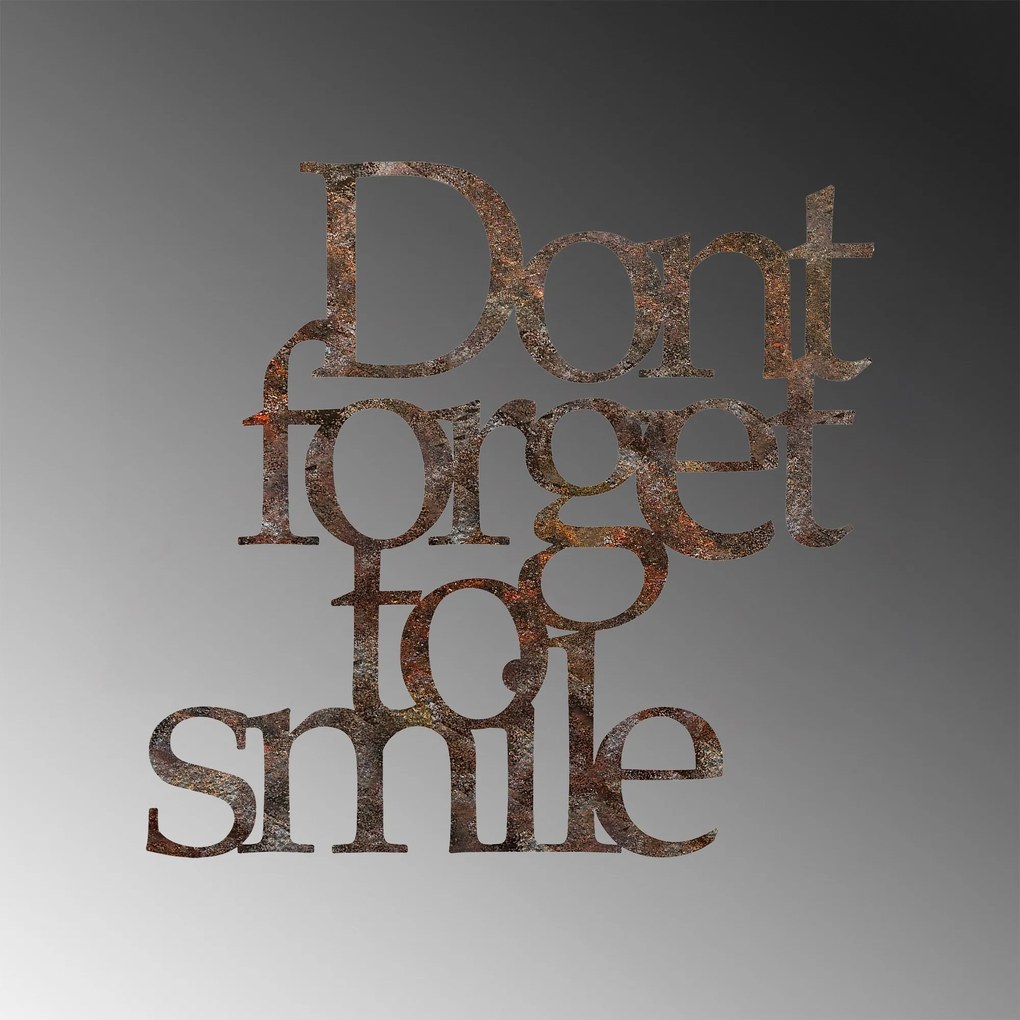 Nástenná kovová dekorácia Hrdzavý Nezabúdaj Na Úsmev viacfarebná