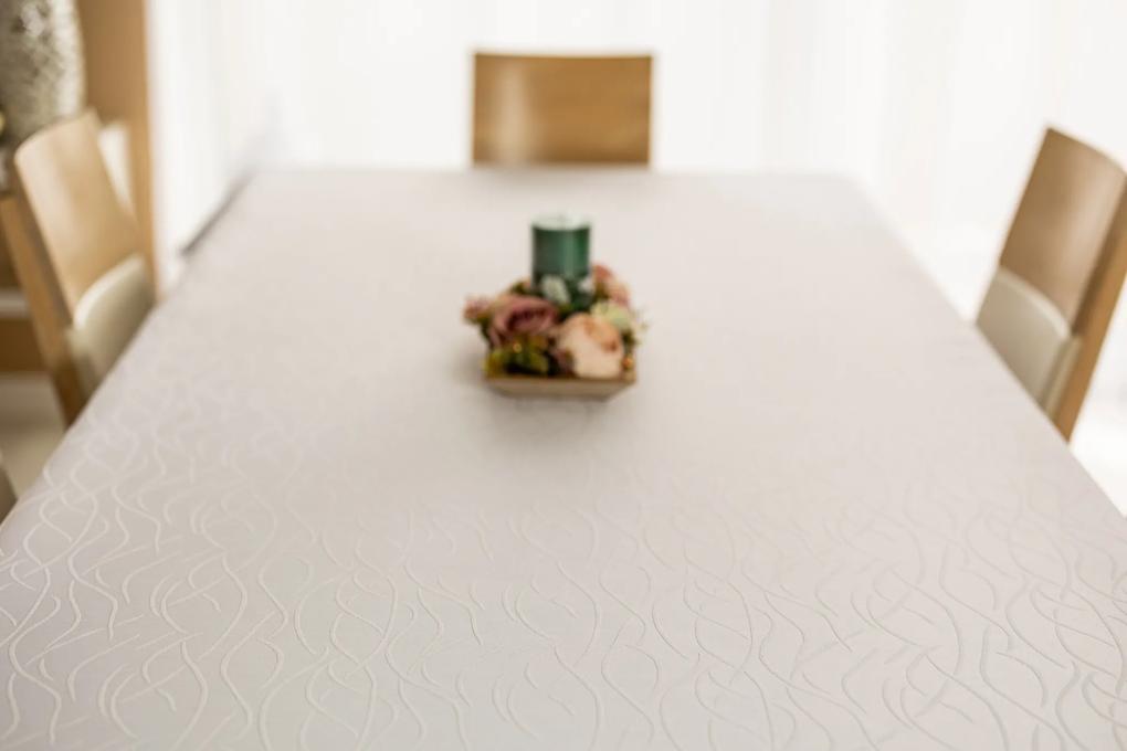 Dekorstudio Teflónovy obrus na stôl Waves - biely Rozmer obrusu (šírka x dĺžka): 140x220cm