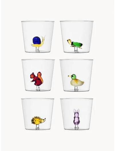 Súprava ručne vyrobených pohárov na vodu Animal Farm, 6 dielov