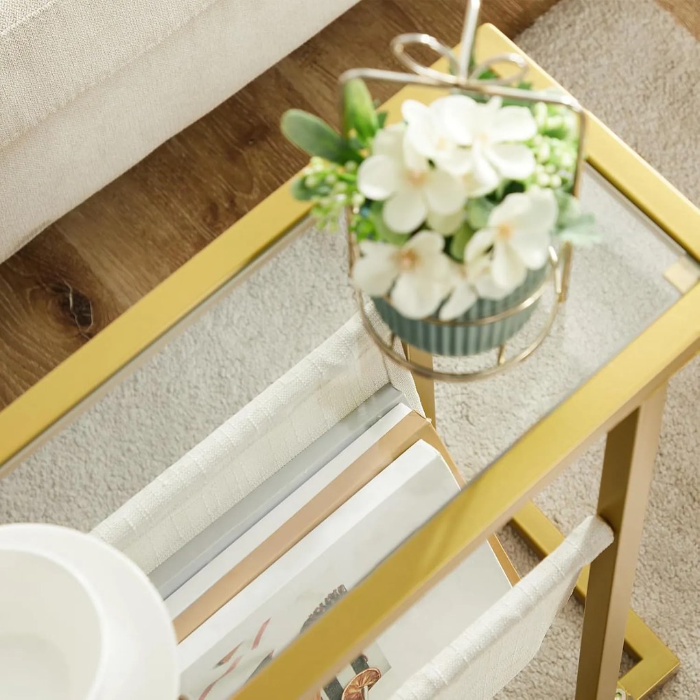 Odkládací stolek Vasagle Fido 40 cm zlatý/čirý