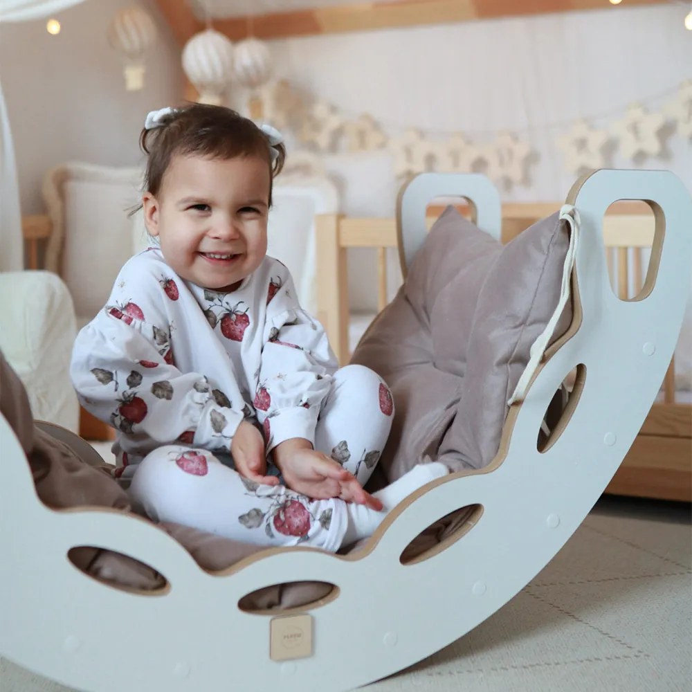 Multifunkčná detská súprava 4v1 – hojdačka, šmykľavka a vankúš béžová