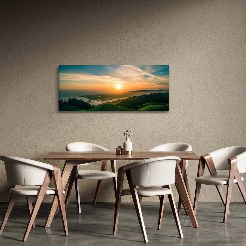 Obraz východu slnka nad morom (120x50 cm)
