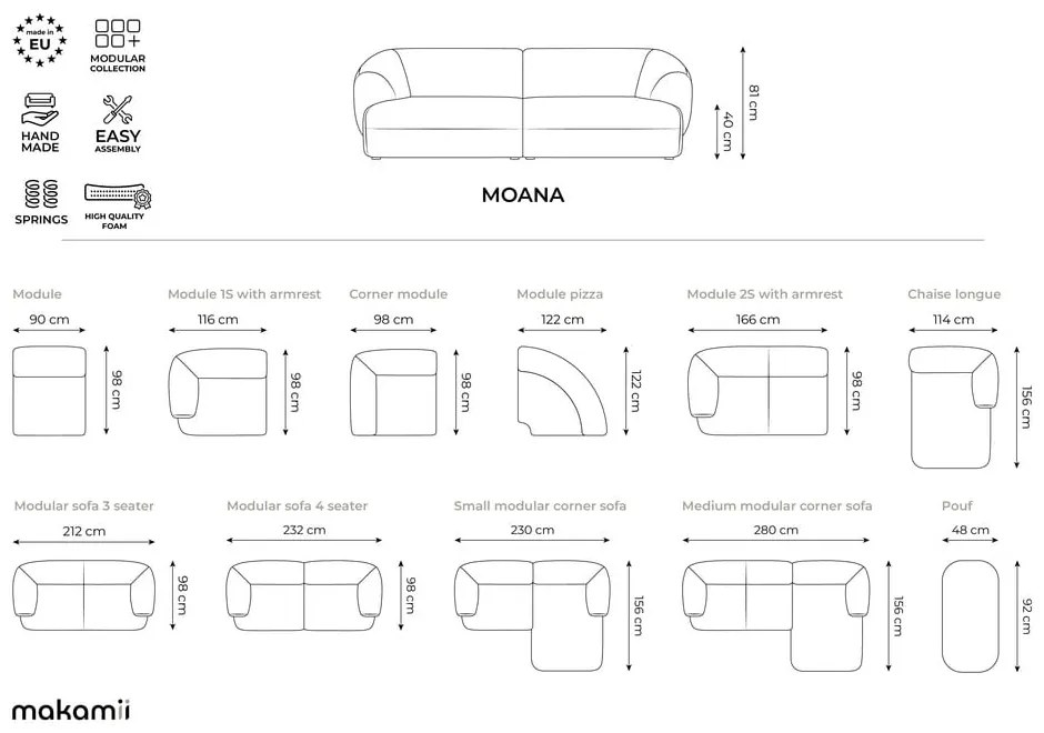 Oranžová zamatová pohovka 212 cm Moana – Makamii
