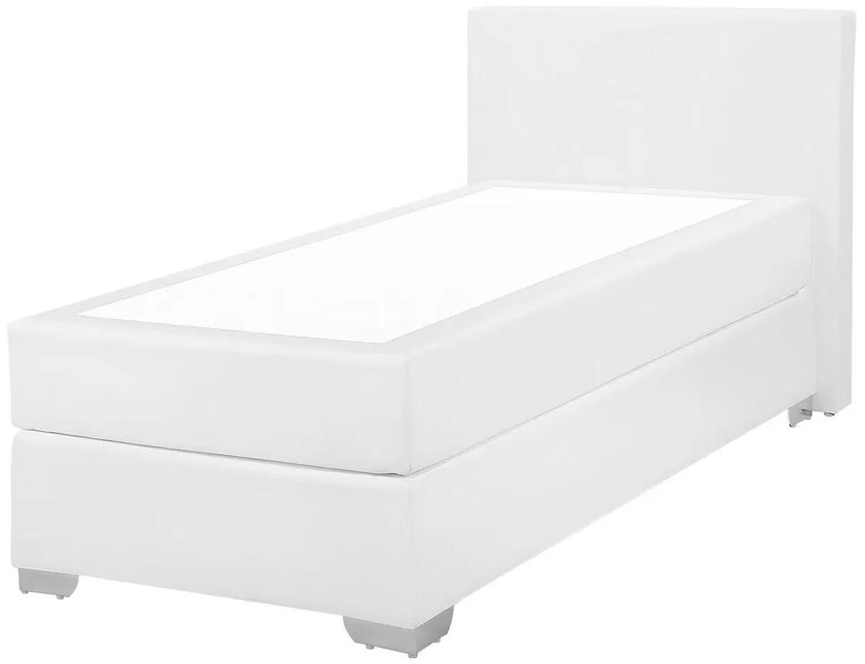 Kontinentálna posteľ z umelej kože 90 x 200 cm biela PRESIDENT Beliani