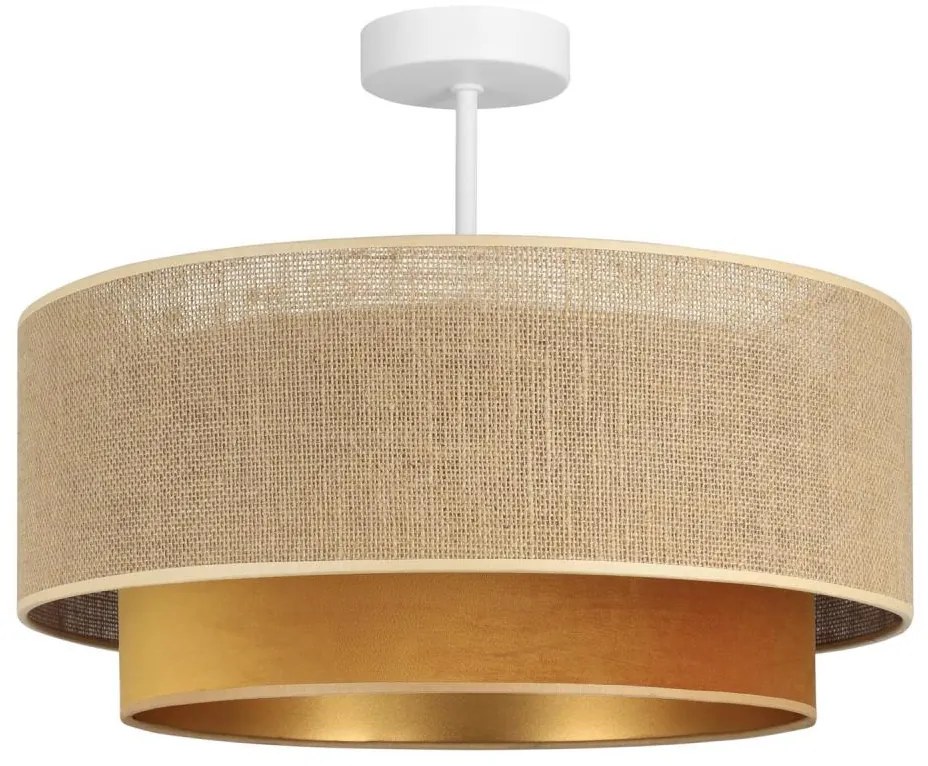 Prisadený luster SARTA 1xE27/60W/230V medený/juta