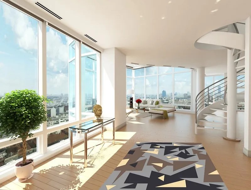 GDmats, Dizajnový kusový koberec Triangles, 130x170, hnedá, chodba / predsieň