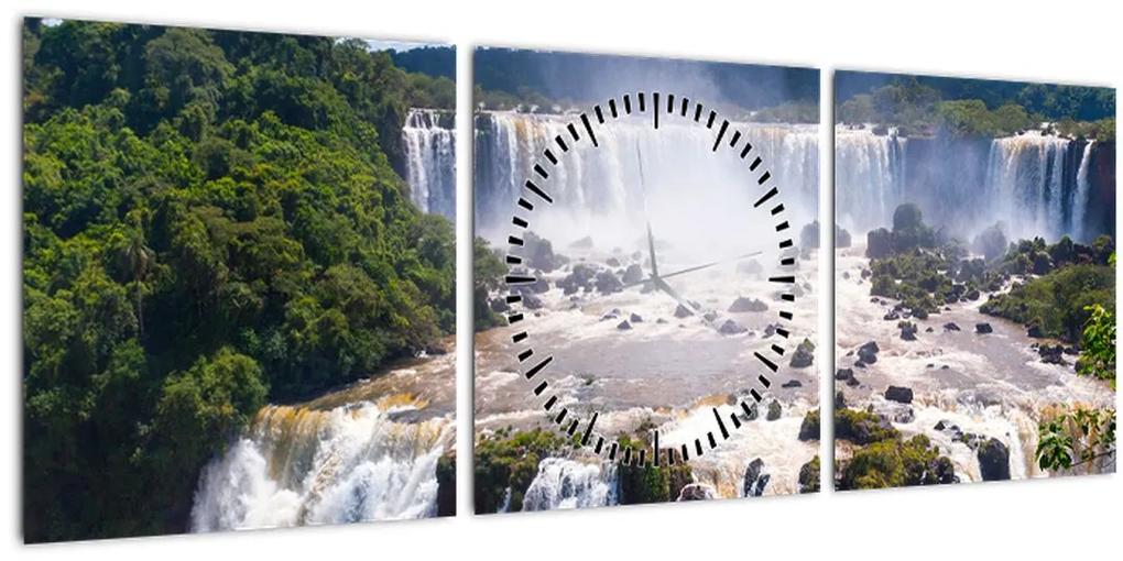Obraz Iguassu vodopádov (s hodinami) (90x30 cm)