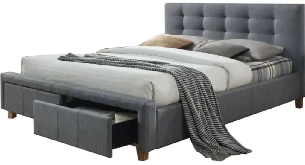 Sivá dvojlôžková posteľ ASCOT 160 x 200 cm