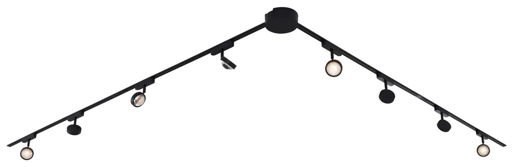 Moderný koľajnicový systém s 8 čiernymi bodovými svetlami 1-fázový - Magnetic Lance
