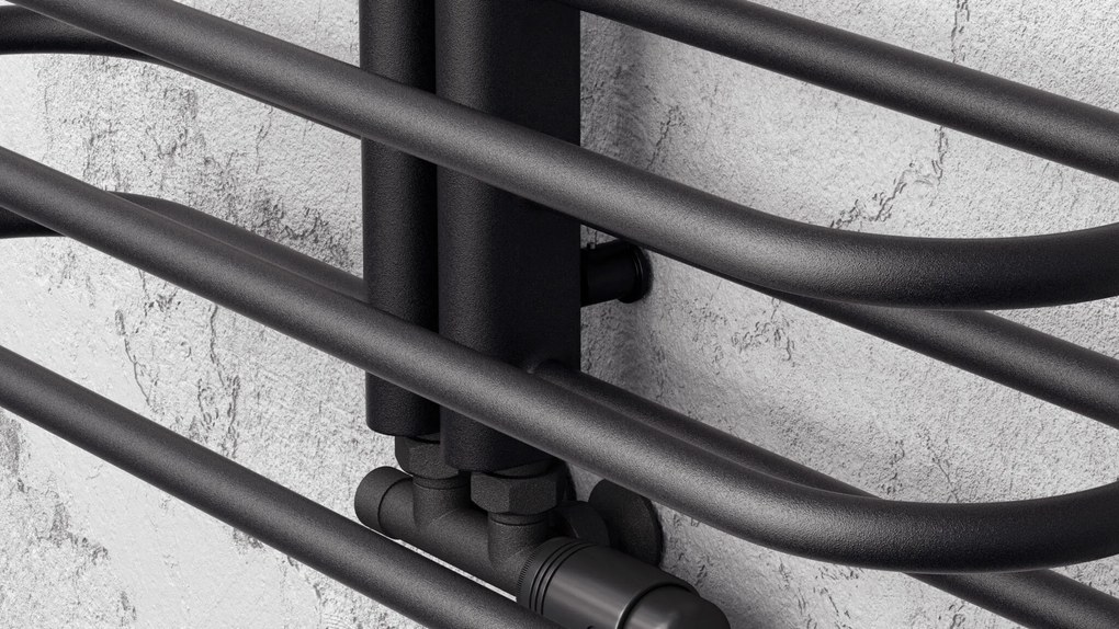 Regnis LEVEL, vykurovacie teleso 600x530mm so stredovým pripojením 50mm, 215W, čierna matná, LEVEL530/600/D50/BLACK