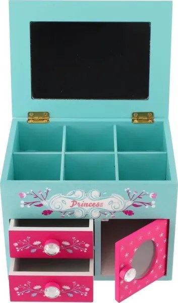 Šperkovnica so zrkadlom PRINCESS ružová/modrá