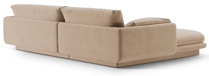 Béžová zamatová rohová pohovka (pravý roh/s leňoškou) Torino – Micadoni