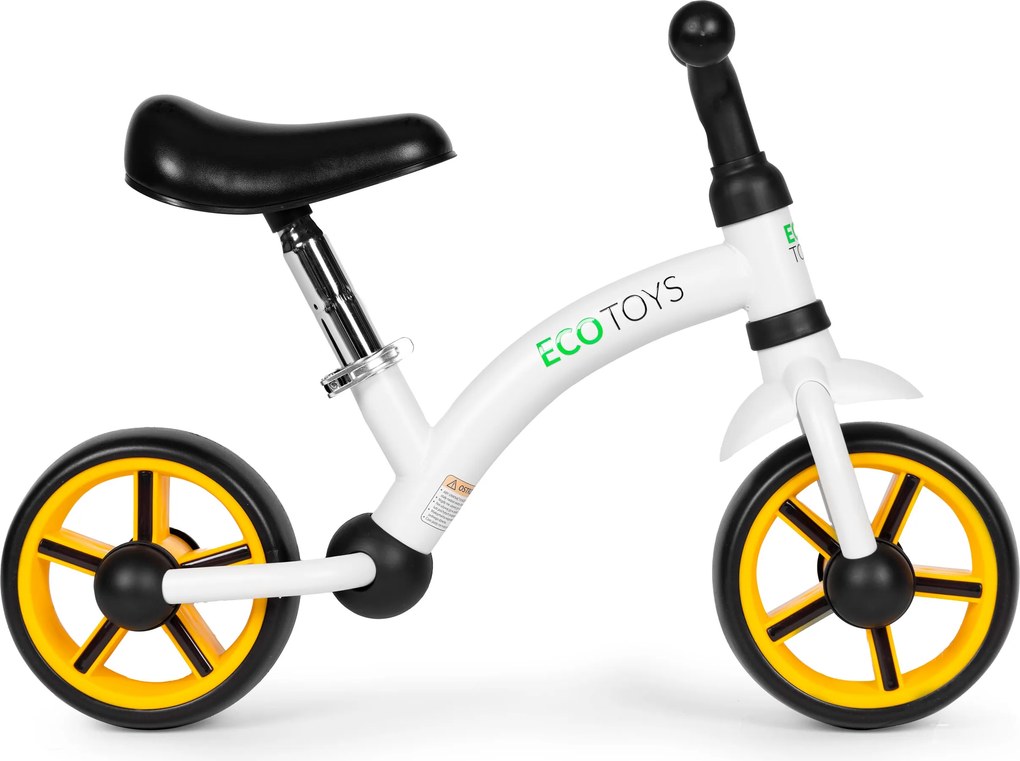 ECOTOYS detské odrážadlo s EVA kolesami, nastav. sedadlo 33–41 cm, biele, blokáda riadenia