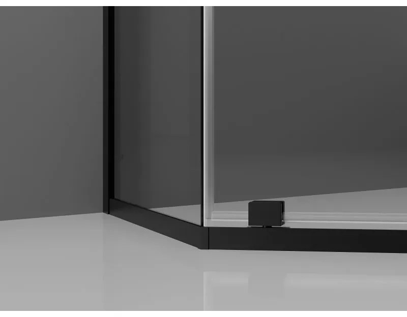 Mexen Exo, päťuholníkový sprchový kút s výklopnými dverami 100 x 100 cm, 6mm číre sklo, čierny profil, 812-100-100-70-00