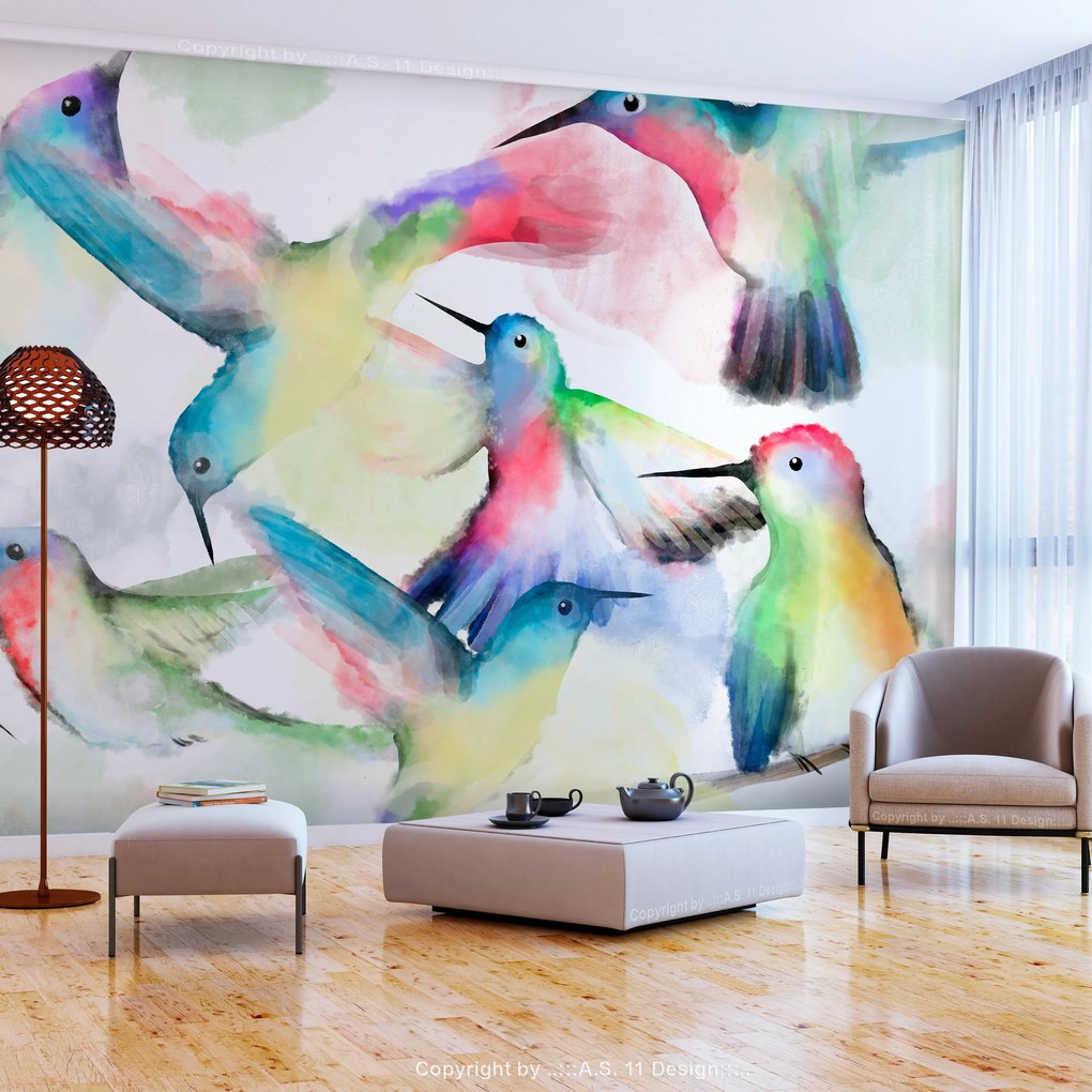 Artgeist Fototapeta - Watercolor Birds Veľkosť: 98x70, Verzia: Samolepiaca