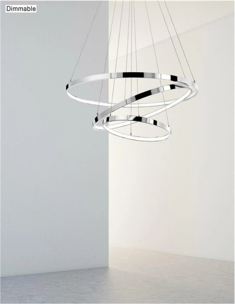 Nova Luce závesné svietidlo Aria stmievateľné chrómovaný hliník a akryl nasta