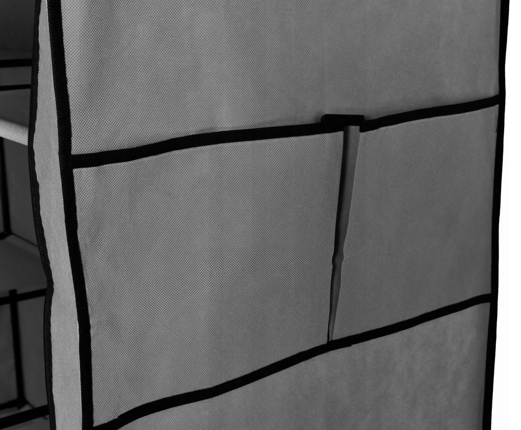 Látková šatníková skriňa s 10 policami MIRA MAXI antracitová