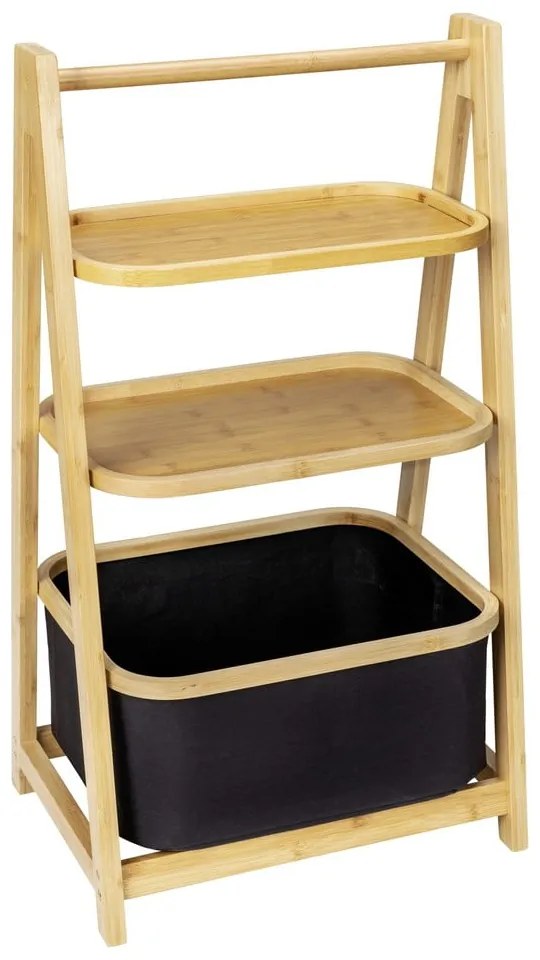 Čierny/prírodný bambusový kúpeľňový regál 44x80 cm Ecori - Wenko