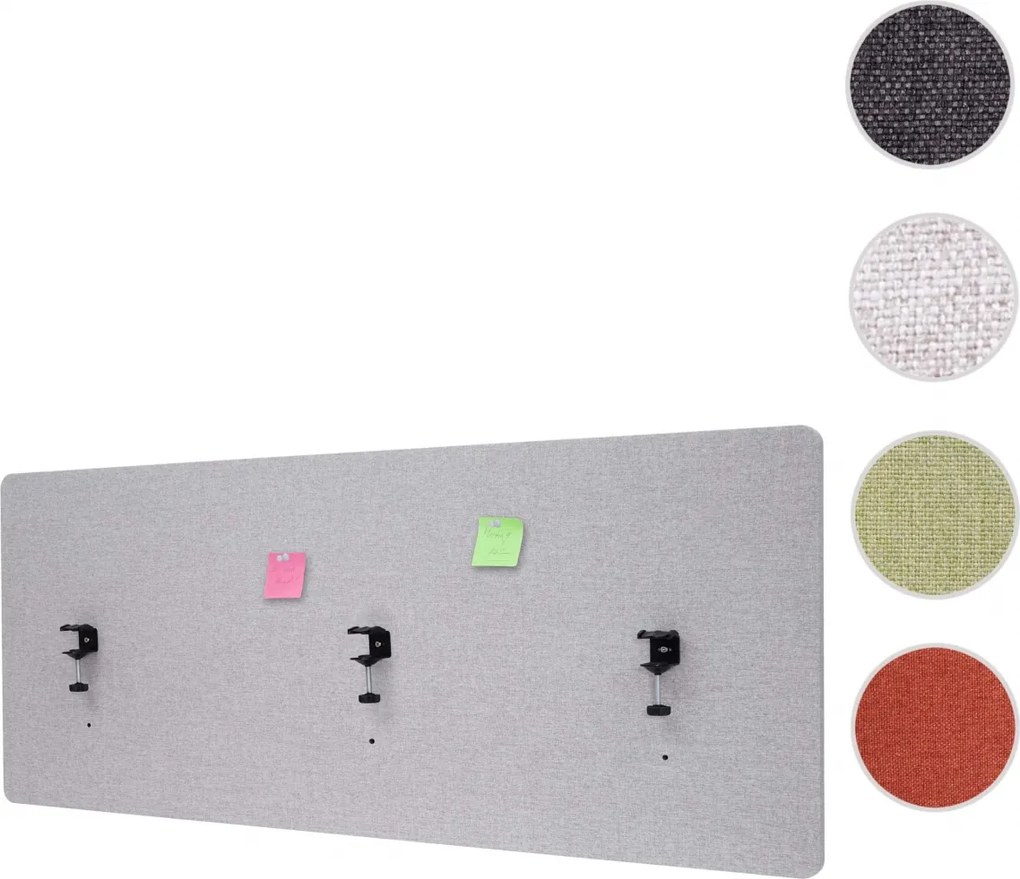Akustický panel na stôl HWC-G75 - dvojstenná látka/textil - 60x160cm - sivá