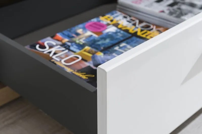 Obývacia stena Caracas kombi 333, dub / biely lesk, s osvetlením