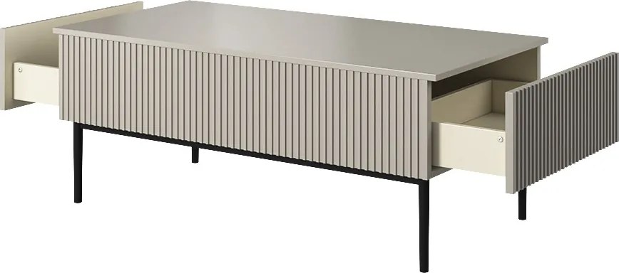 Kávový stolík Nicole 120 cm so zásuvkami - kasmír / čierne nohy