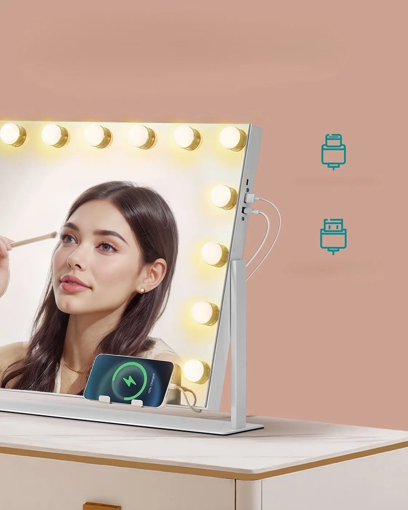 Kosmetické zrcadlo Komis s LED osvětlením bílé