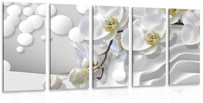 5-dielny obraz orchidea na abstraktnom pozadí Varianta: 100x50