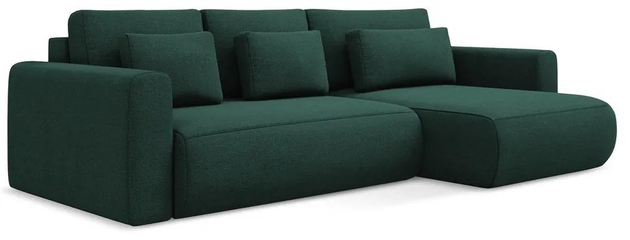 Zelená rozkladacia/s úložným priestorom rohová pohovka (pravý roh/s leňoškou) Kapua – Makamii