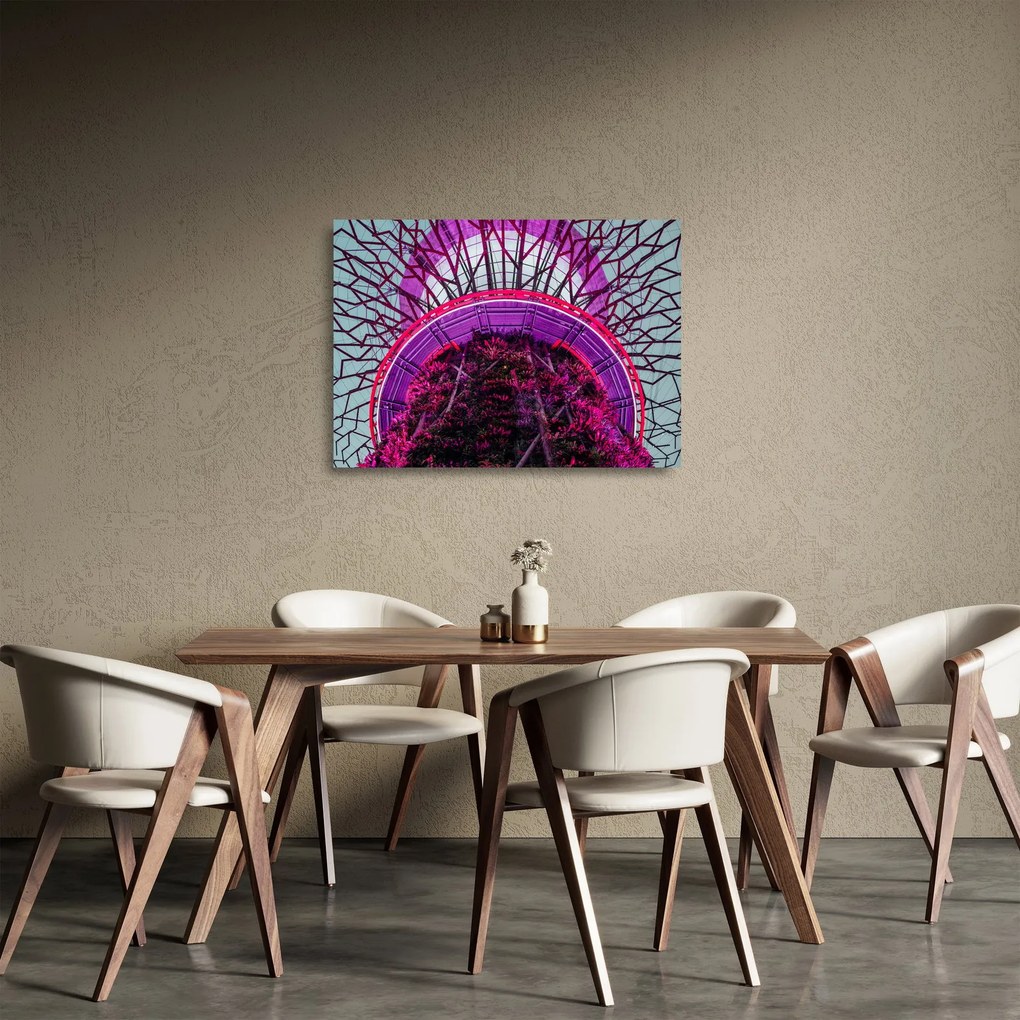 Abstraktný sklenený obraz - fialové vetvy (70x50 cm)