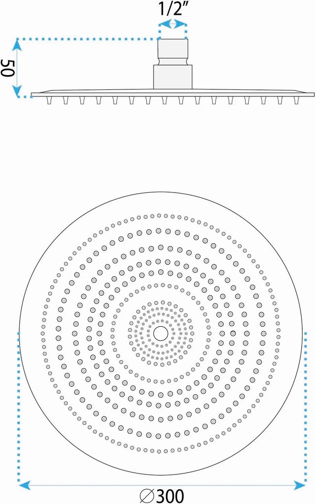 Rea Rea, okrúhla dažďová sprchová hlavica, JS-P014BG, 30cm, zlatá matná, REA-P8604