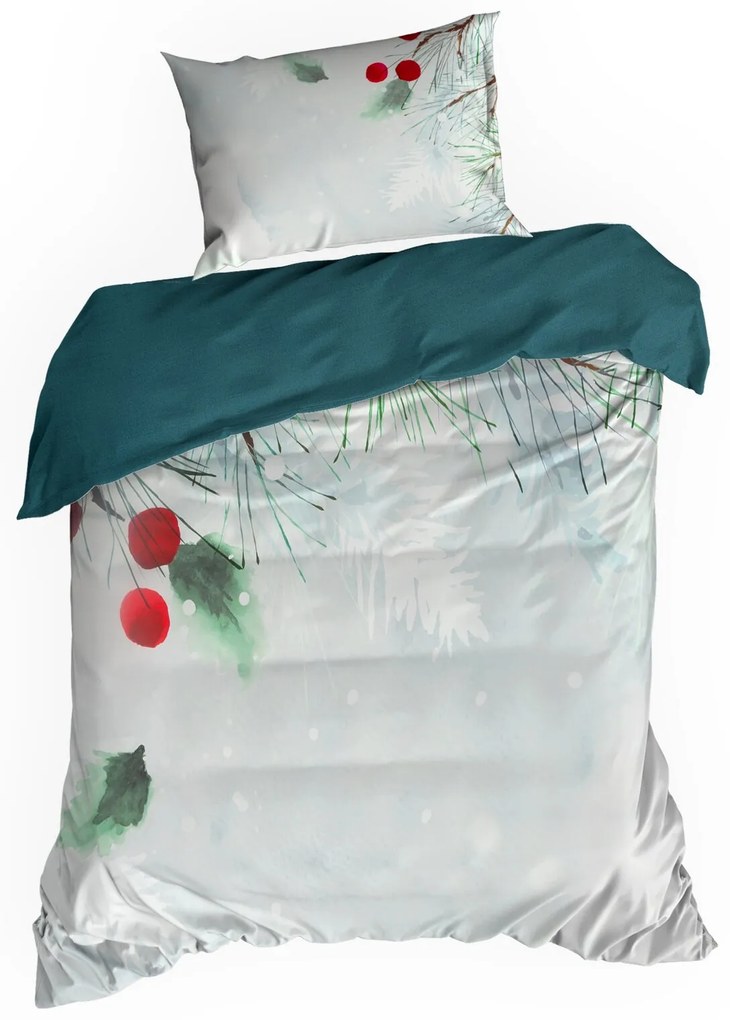 VIANOČNÉ OBLIEČKY Z MIKROVLÁKNA ROBIN 200X220 CM, 2 KS 70X80 CM VZOROVANÉ