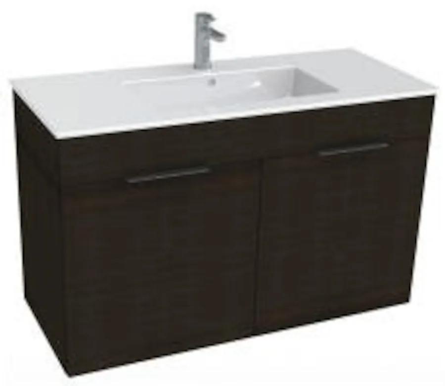 Kúpeľňová skrinka s umývadlom Jika Cube 80x43x62,2 cm v dekore tmavý dub H4537521763021