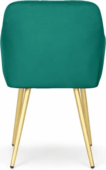 Sada šiestich jedálenských stoličiek LUXANO zamatové, fľaškovo zelené / zlaté nohy (6 ks)