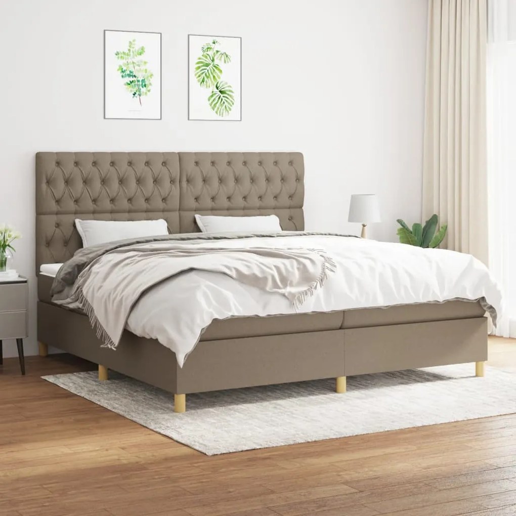 Boxspring posteľ s matracom sivohnedý 200x200 cm látka 3142605