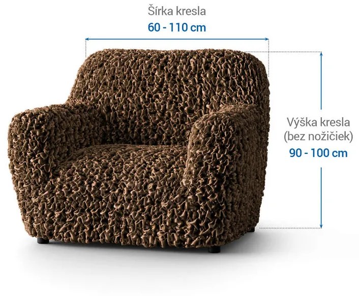 Bielastické poťahy VELVET hnedé kreslo (š. 60 - 110 cm)