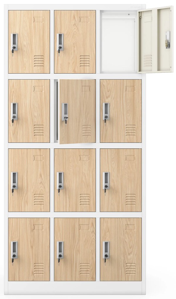 Šatňová skrinka s 12 priehradkami, biela/dub Sonoma, 900x1850x400 mm: MARCIN Eco Design