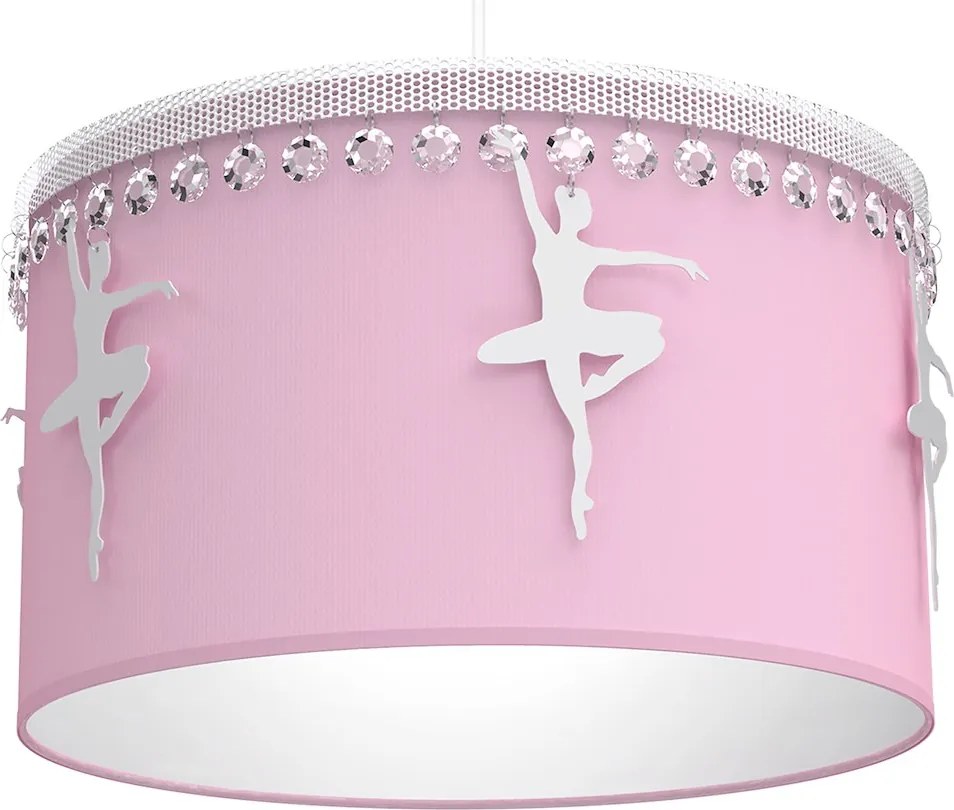 Detské závesné svietidlo Baletnica pink, 1x ružové textilné tienidlo, w