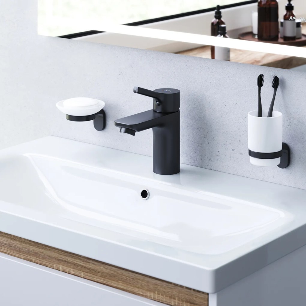 Umývadlová batéria AM.PM X-Joy S FXB82122 jednopáková s odtokovým ventilom, čierna