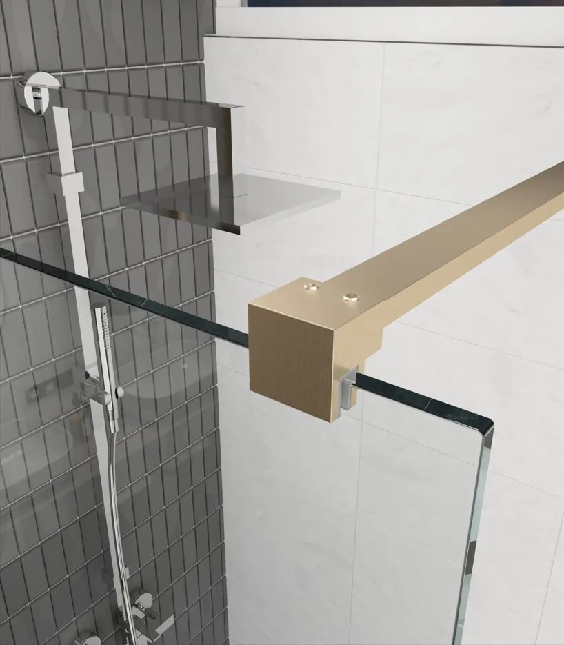 Erga Paris, sprchová zástena Walk-In 100x200 cm, 8mm číre/mliečne sklo, zlatý matný profil, ERG-V02-PARIS-100x200-MF-GB