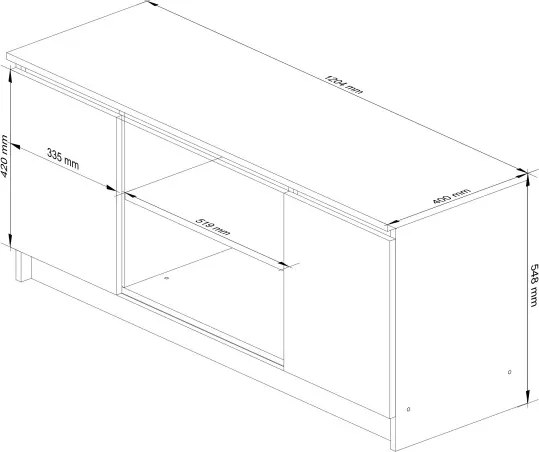 Stolík pod TV RTV 120 2D 1P biely / sonoma