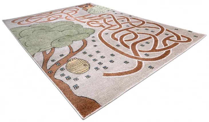 Dywany Łuszczów, Detský kusový koberec Fun Honey with Bear beige, 280x370, hnedá, detská izba