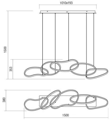 Redo 01-3393 - stmievateľný LED luster na lankách BIAS LED/120W/230V čierny
