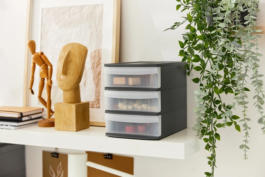 DUO M - Box se 2 zásuvkami (A4), úložný box vysunovací, antracit, Rotho SYSTEMIX
